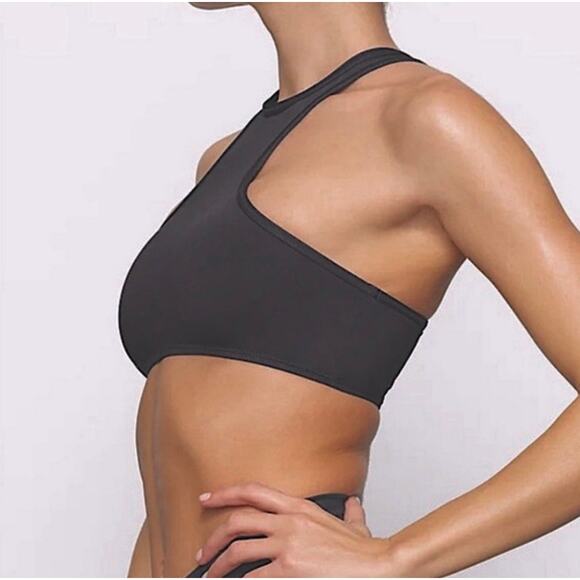 SKIMS Recycled Swim High Neck Racerback Top Gunmetal Gray. Size M. NWOT - Picture 4 of 11